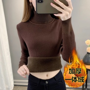 显瘦针织1221k1 修身 秋冬女打底衫 加厚加一体高领保暖毛衣内搭新款