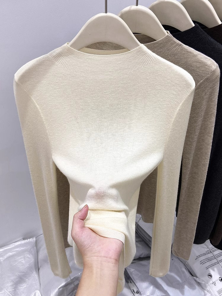 杏色半高领打底衫女秋冬修身软糯毛衣洋气小香风内搭针织衫上衣,运动/瑜伽/健身/球迷用品,瑜伽t恤,淘宝优惠券,粉丝福利购,淘宝优惠卷