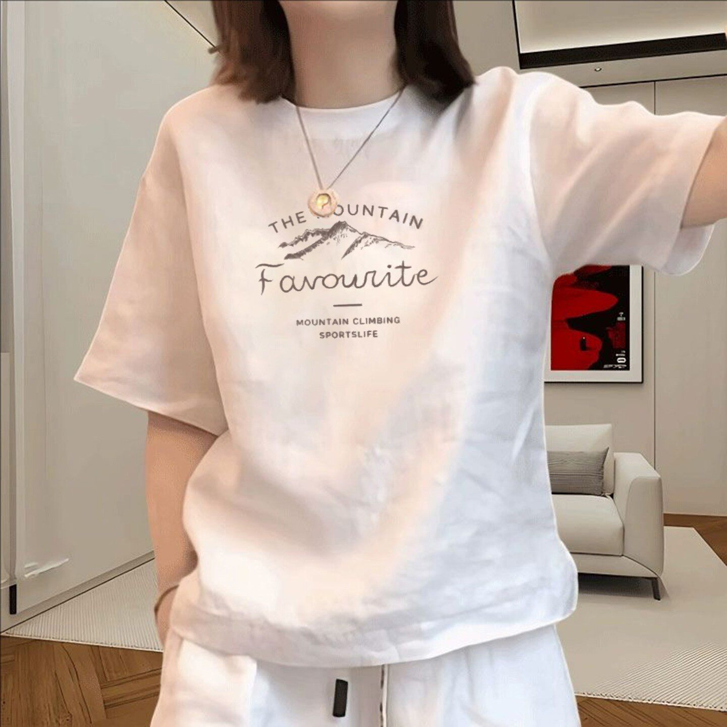 欧货白色正肩短袖T恤女2026新款夏季宽松显瘦高品质轻奢体恤上衣