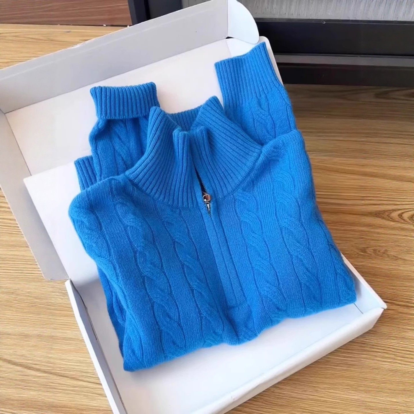 高级克莱因蓝半拉链毛衣外套女秋冬大码宽松休闲外搭针织开衫上衣,女装/女士精品,毛针织衫,淘宝优惠券,粉丝福利购,淘宝优惠卷