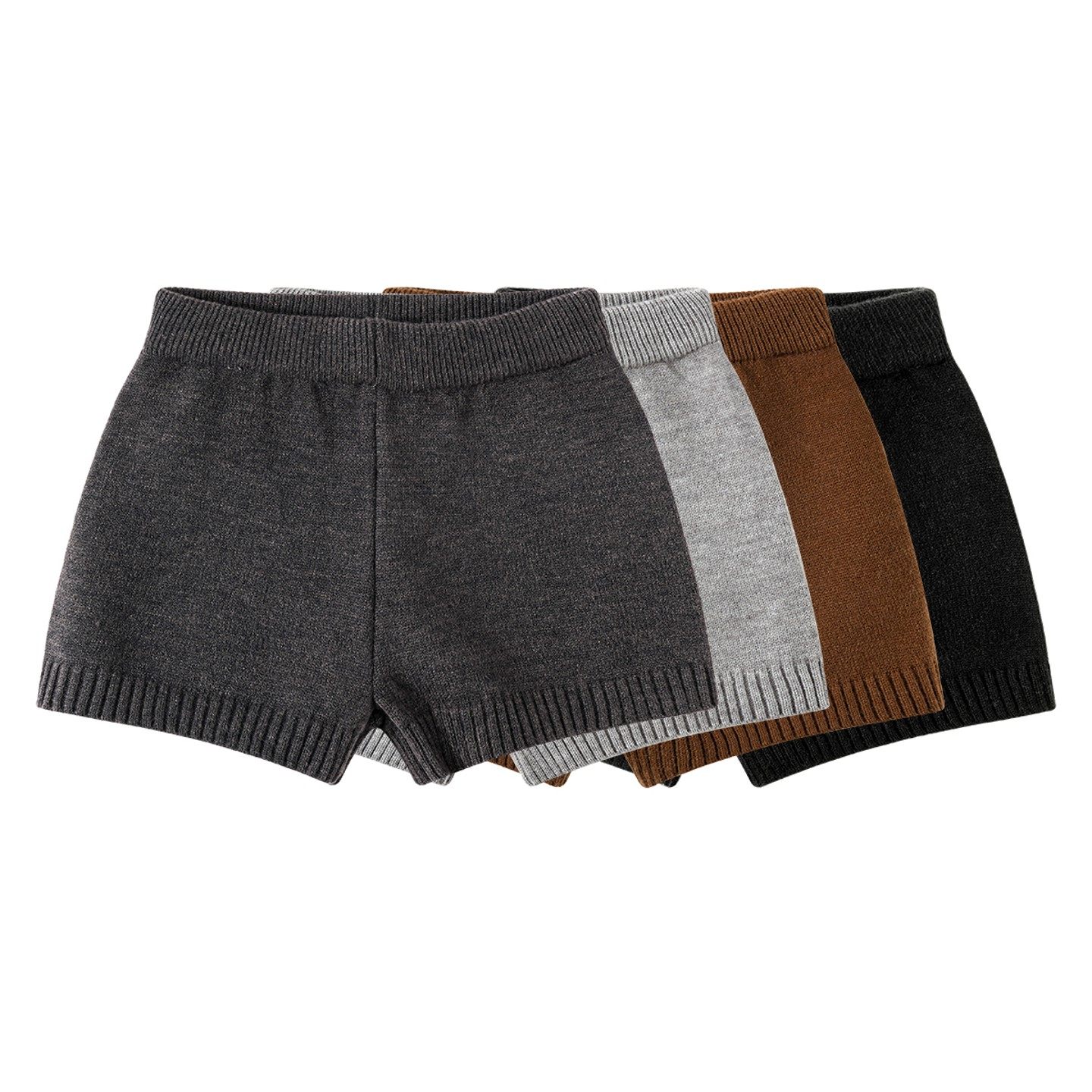 灰色针织短裤女秋冬季显腿长打底紧身靴裤配靴子外穿毛衣毛线裤