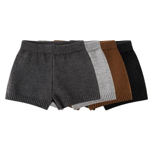 灰色针织短裤女秋冬季显腿长打底紧身靴裤配靴子外穿毛衣毛线裤