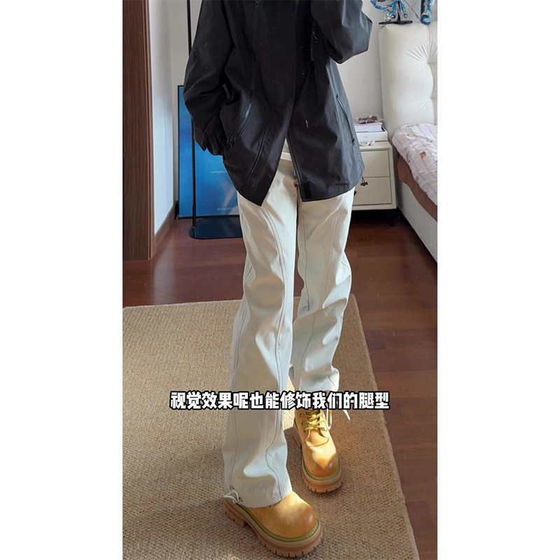 防水防风冲锋裤男女微喇工装裤软壳斜切户外登山裤加绒加厚滑雪裤