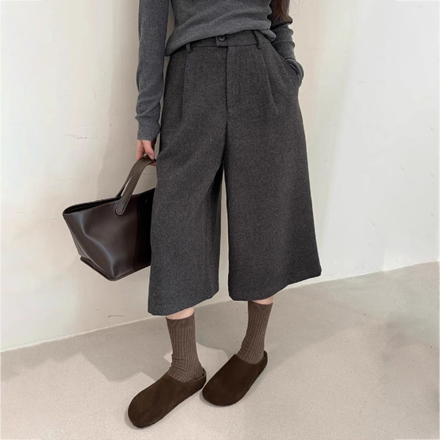 灰色毛呢八分裤女秋冬新款小个子裤子显高七分加绒加厚西装阔腿裤,户外/登山/野营/旅行用品,速干T恤,淘宝优惠券,粉丝福利购,淘宝优惠卷