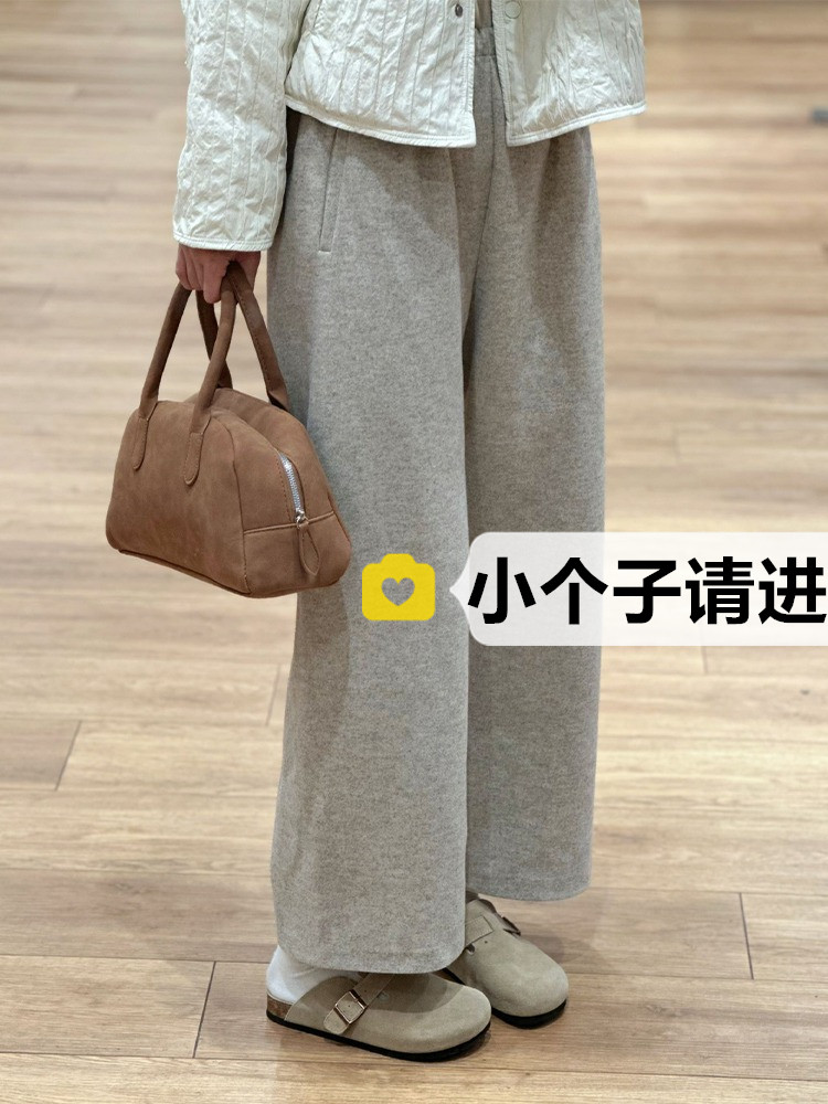 小个子糯米裤女秋冬高腰八分裤显高垂感软糯彷羊绒阔腿九分奶奶裤,户外/登山/野营/旅行用品,速干T恤,淘宝优惠券,粉丝福利购,淘宝优惠卷