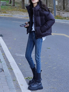 覆古蓝紧身牛仔裤女秋冬靴裤加绒加厚显瘦修身配靴子铅笔裤小脚裤