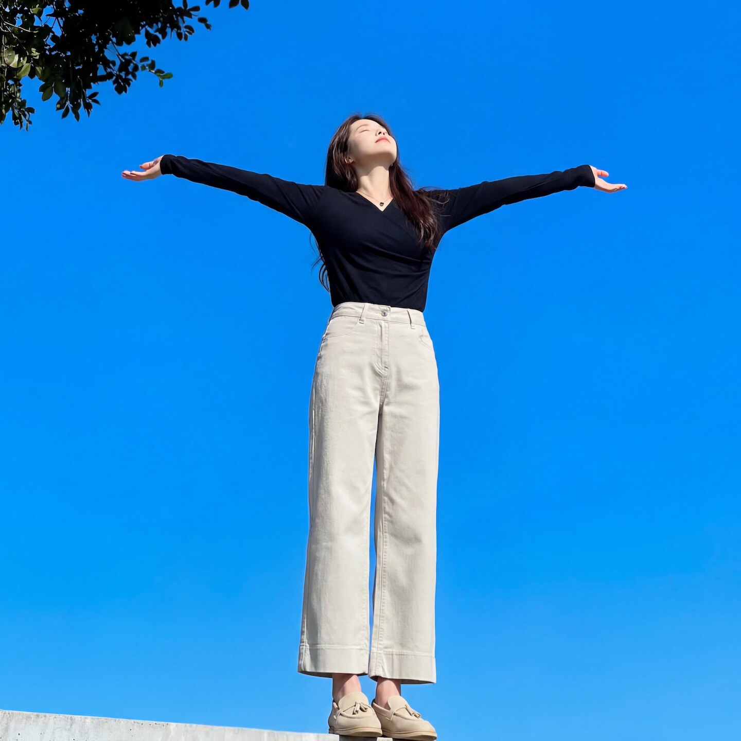 巨好看九分欧若灰色直筒牛仔裤女法棍裤春秋高腰显瘦小个子阔腿裤