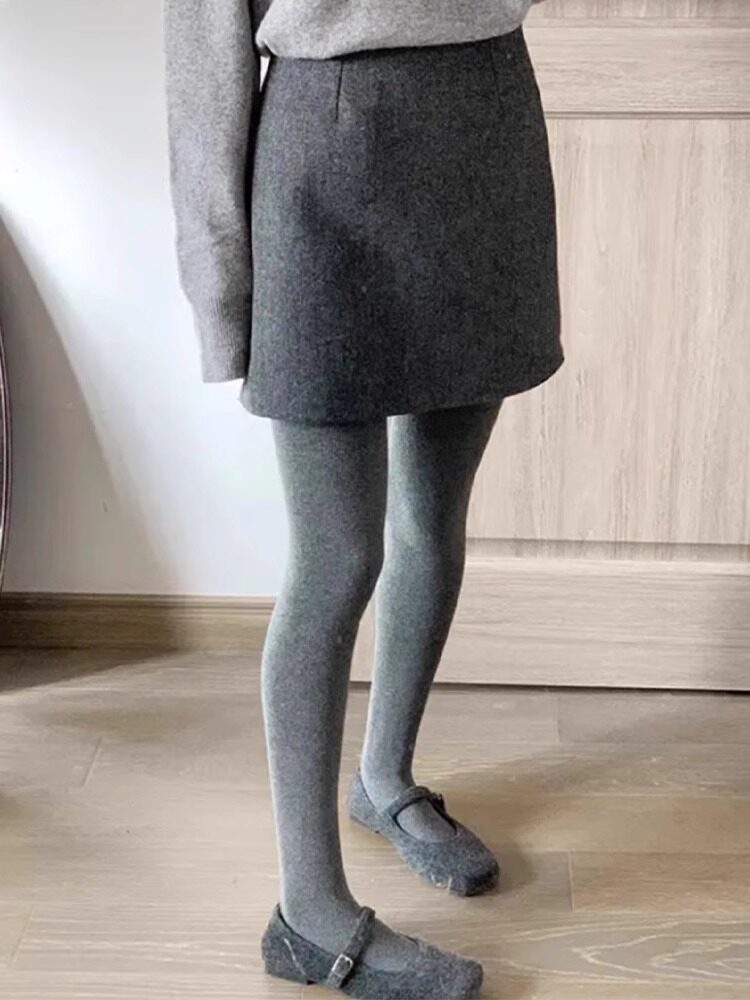 灰色毛呢半身裙女秋冬高腰显瘦a字短裙防走光打底裙修身包臀裙子