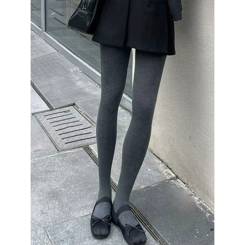 日系灰色打底裤女外穿秋冬加绒加厚保暖棉裤不掉档袜裤踩脚连裤袜