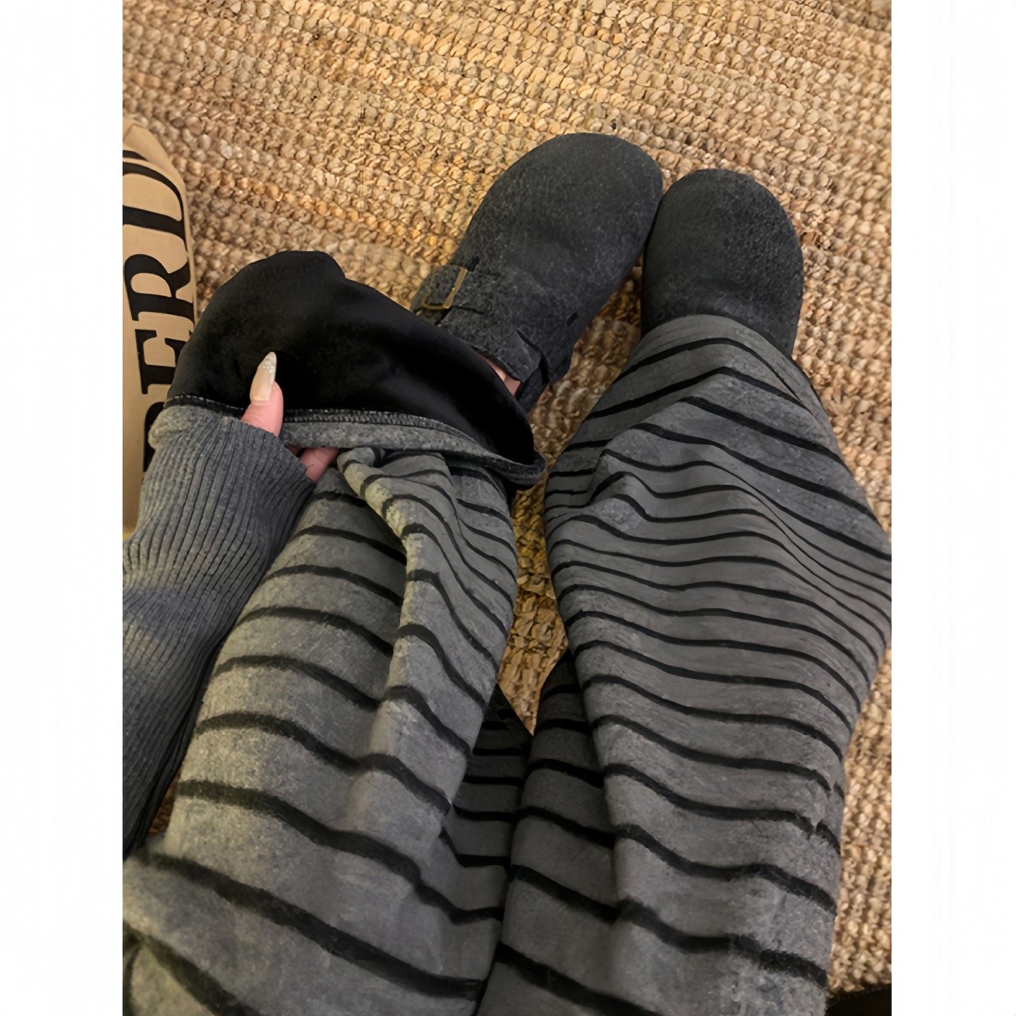 灰色加绒条纹裤子女秋冬加厚一体绒保暖裤糯米裤慵懒风加绒阔腿裤,女士内衣/男士内衣/家居服,保暖裤,淘宝优惠券,粉丝福利购,淘宝优惠卷