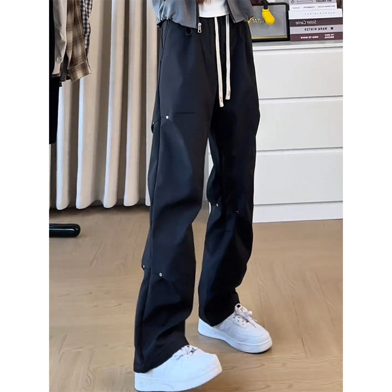 黑色冲锋裤男女户外登山裤加绒加厚长裤直筒裤机能风美式工装裤