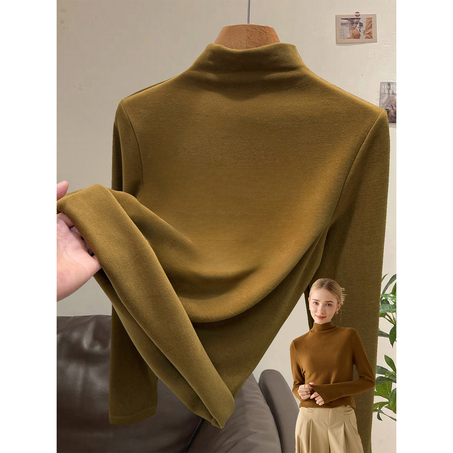 半高领德绒打底衫女秋冬羽绒服内搭羊毛蚕丝磨毛加绒保暖长袖上衣,户外/登山/野营/旅行用品,速干T恤,淘宝优惠券,粉丝福利购,淘宝优惠卷