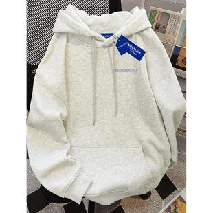 设计帽卫衣情侣百搭街头字母印花上衣美式 慵懒 秋冬感加绒风连男款