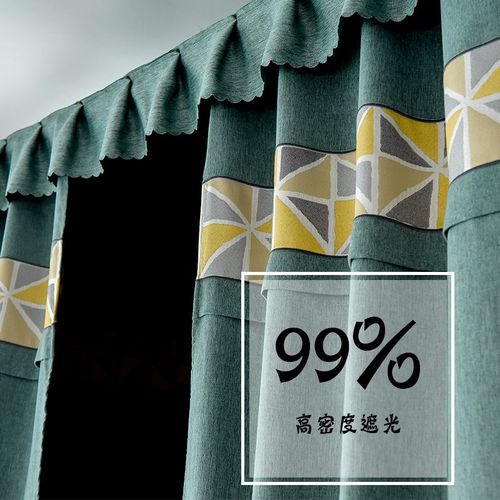 棉麻布拼接田园遮光美式风床帘