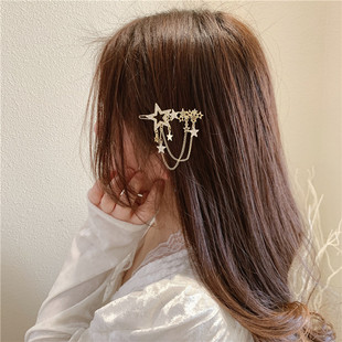 夹子头饰韩国网红流苏发夹刘海边夹侧边星星发卡子青蛙扣顶夹卡子