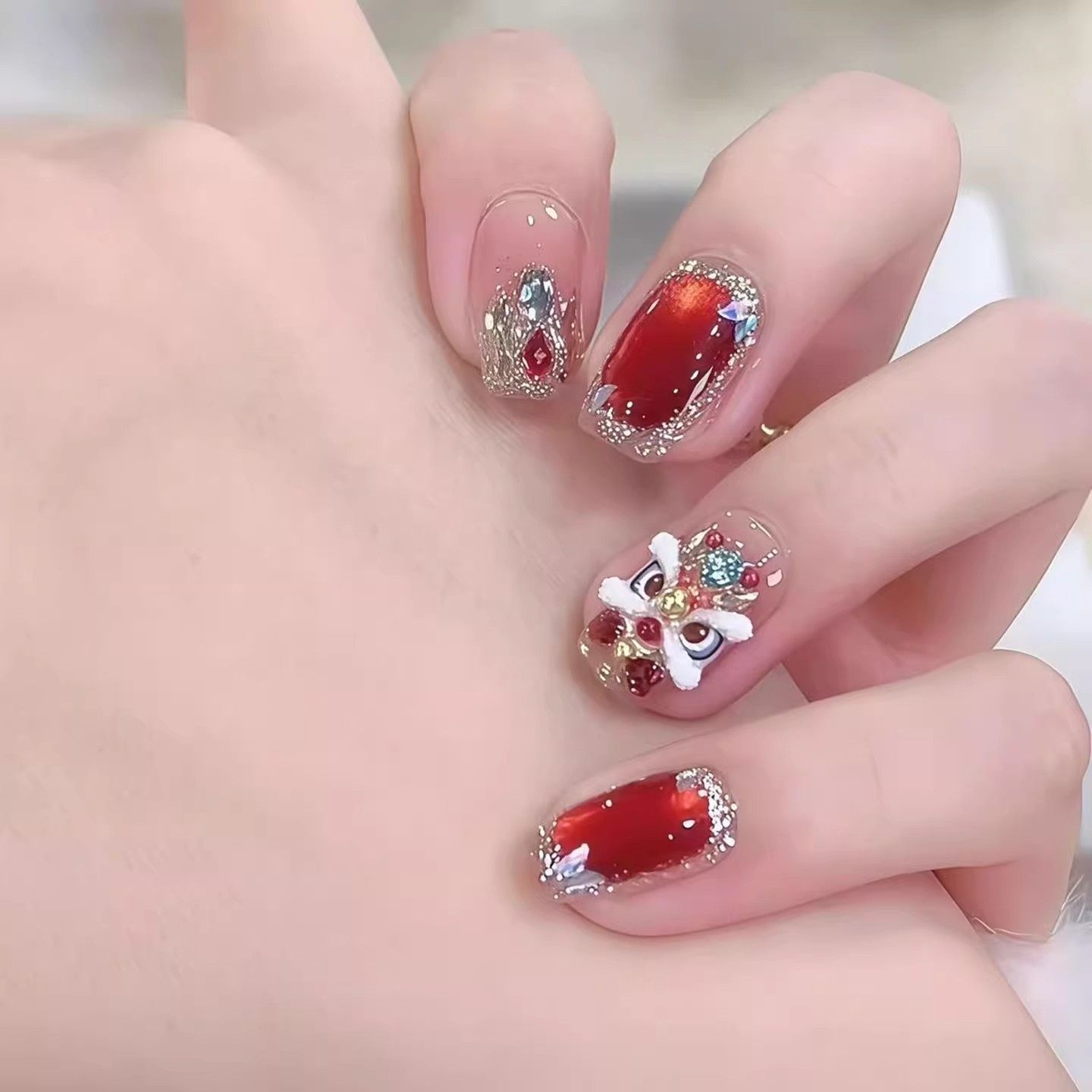 儿童醒狮穿戴甲女童2026新款穿戴甲片10岁8岁5岁6岁高级感果冻胶新年美甲指甲贴儿童女孩短款学生党网红爆款,文具电教/文化用品/商务用品,贴纸/立体贴纸,淘宝优惠券,粉丝福利购,淘宝优惠卷