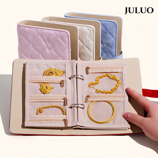 首饰收纳包袋旅行高级轻奢便携式小号活页黄金饰品收纳书防氧化耳环手链手镯戒指包精致珠宝首饰盒绒布礼物盒