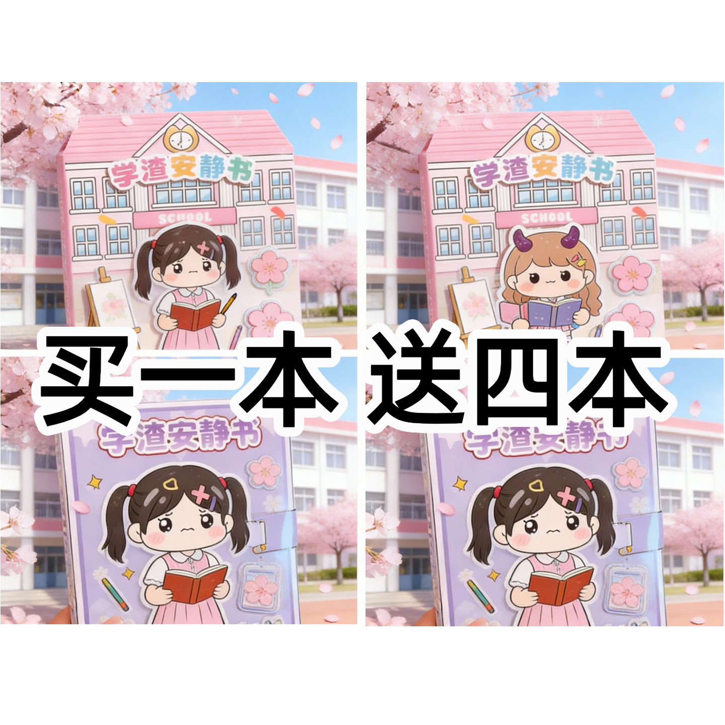 新款公主果冻贴纸安静书学霸学渣主题免裁剪女孩儿童DIY手工粘贴,文具电教/文化用品/商务用品,贴纸/立体贴纸,淘宝优惠券,粉丝福利购,淘宝优惠卷