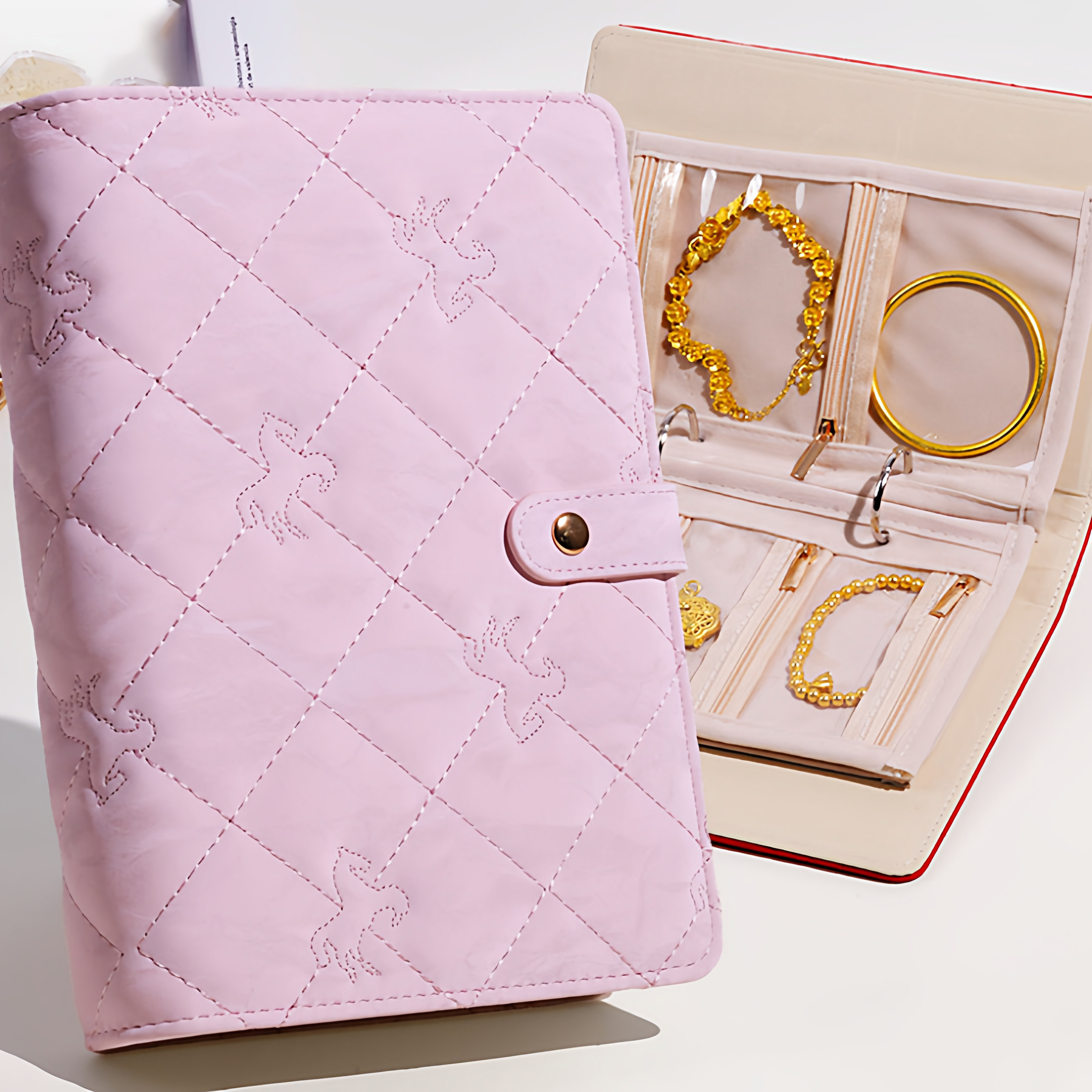 首饰收纳包袋旅行高级轻奢便携式小号活页黄金饰品收纳书防氧化耳环手