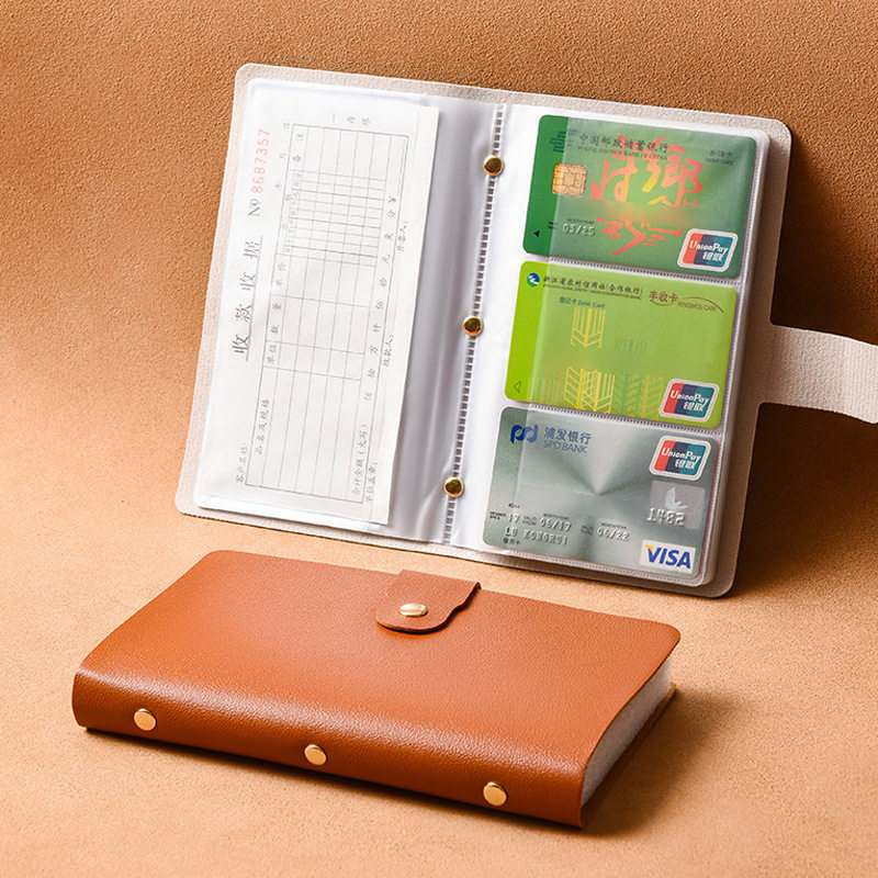 软皮支票存单夹家用2025新款活页定期收纳册可爱多功能防水票据银行大额纸大容量储蓄收集存款存折