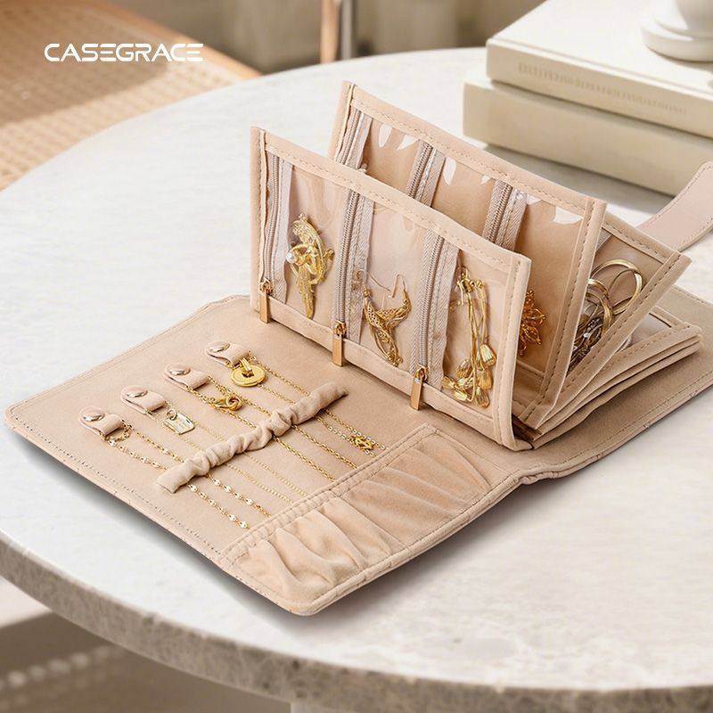 黄金首饰收纳册防氧化高档奢侈品饰品盒珠宝便携旅行绒布收纳包戒指项