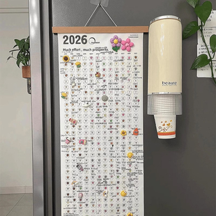 木质创意记事打卡日历一年一张倒计时学生台历计划表2026年新款卷轴挂历蛇年年历整单张挂墙打卡吵架日历家用