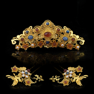 红妆匣子原创明制多宝发冠贵女套装百搭古风发冠掩鬓发簪汉服头饰