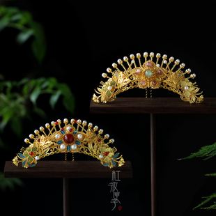 红妆匣子原创-花想容-蝴蝶珍珠发冠明制宋制古风头冠汉服配饰