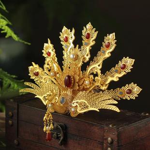 红妆匣子原创-正凤-明制宋制金色凤凰发冠仿花丝凤簪汉服古风头饰