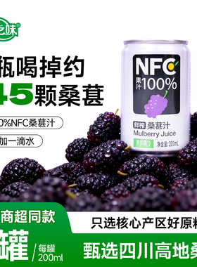 康之味NFC桑葚汁200ML*8听原榨纯果汁无添加100%鲜果蔬汁饮品整箱