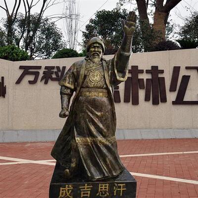 铸铜成吉思汗雕塑户外古代蒙古历史人物可汗铁木真铜像摆件