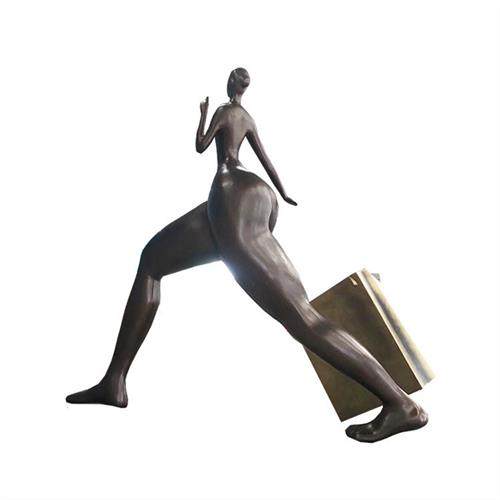 商场创意美陈玻璃纤维购物人物雕塑户外景观玻璃钢仿铜雕像摆件