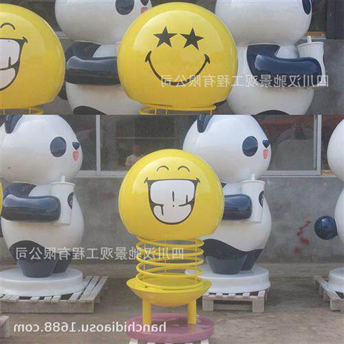 玻璃钢弹簧公仔小品摆件室外小品园林景观树脂工艺品笑脸娃娃