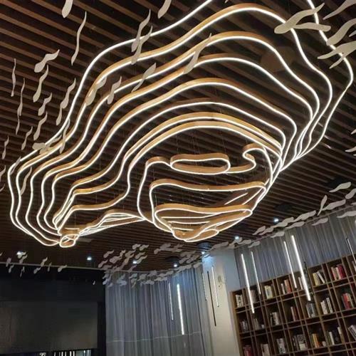 非标工程大型异形创意售楼部沙盘酒店大堂宴会厅多层梯田山脉吊灯