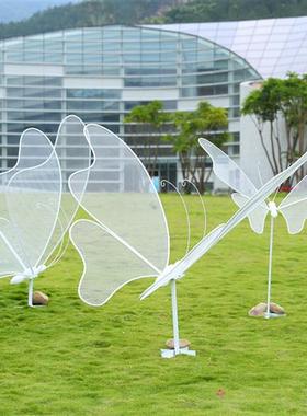 不锈钢铁艺镂空蝴蝶雕塑户外园林公园草坪美陈景观发光摆件装饰品