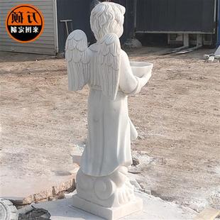新款 西方人物雕塑大理石天使客厅摆 来图定制汉白玉小天使石雕欧式