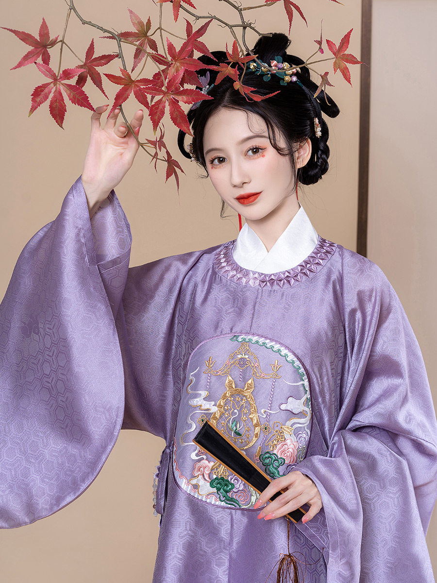 钟灵记灯影婵娟:圆领补服长款妆花马面裙飘带明制汉服女2021秋季