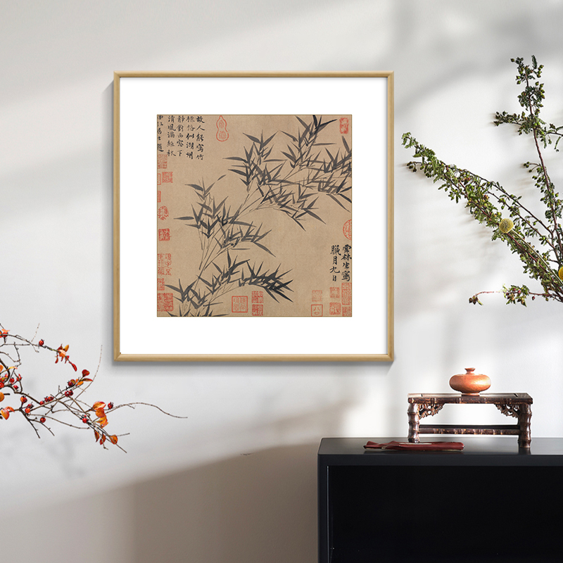 墨竹图客厅挂画倪瓒水墨竹子国画