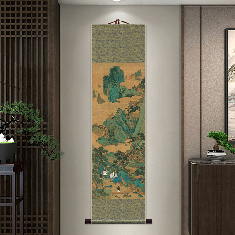 桃源仙境图听琴图品茶图卷轴挂画