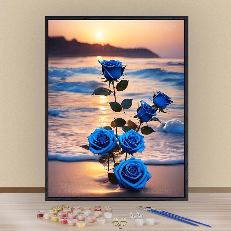 DIY数字油画手工填色向日葵玫瑰
