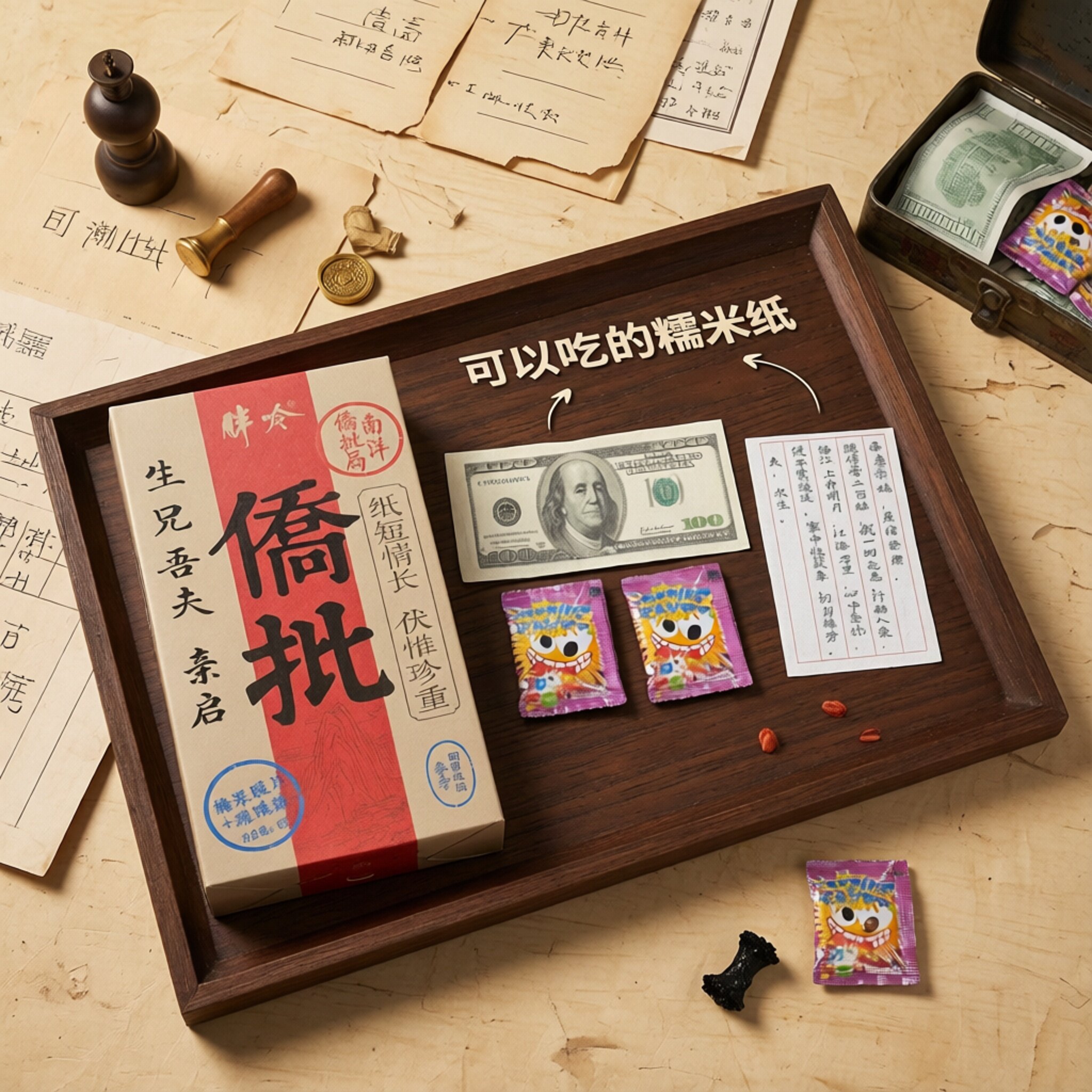 网红侨批寄给阿公阿嬷的情书糯米纸糖果跳跳糖南洋家书创意小零食