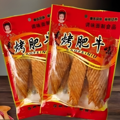 余旺飞烤肥牛味辣片大袋装8090儿时怀旧辣条校园商超批发休闲零食