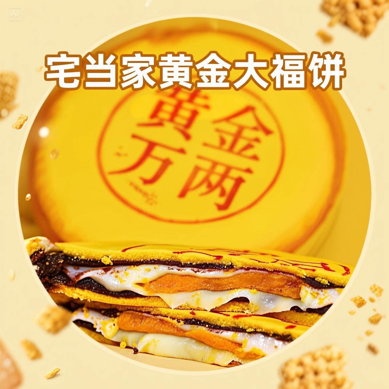 四层夹心黄金大福饼咸蛋黄雪媚娘豆沙酥皮月饼中秋送礼糕点零食品