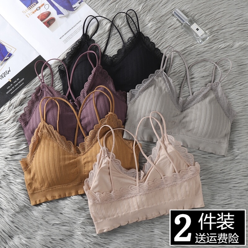 美背内衣女无钢圈网红爆款交叉带吊带抹胸背心性感聚拢裹胸式文胸