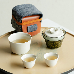 一壶三杯快客杯 拓土草木灰旅行茶具户外便携随身陶瓷功夫茶具套装