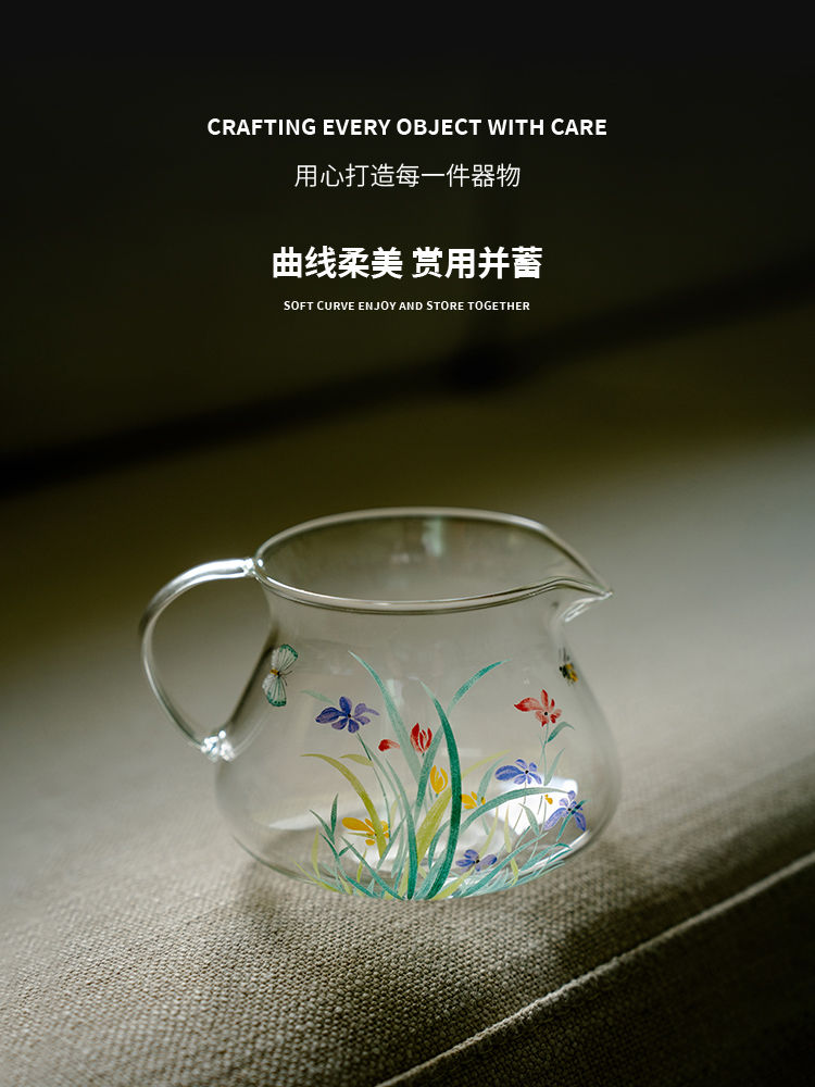 兔兔满华交响乐系列耐热高硼硅玻璃带柄男杯茶具配件茶隔板茶海女