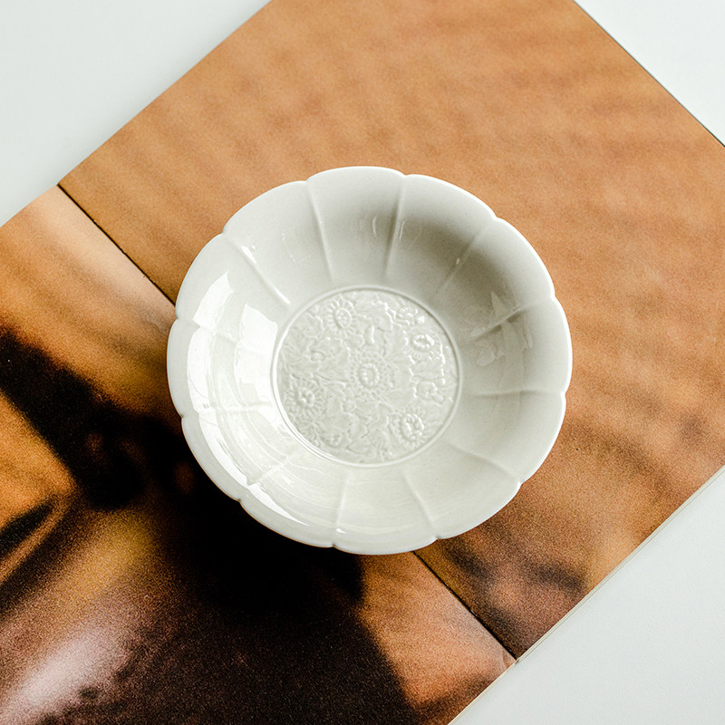 拓土草木灰家用陶瓷茶承茶点盘创意盖碗茶壶垫雕花缠枝莲花瓣壶承,餐饮具,茶道/零配,淘宝优惠券,粉丝福利购,淘宝优惠卷