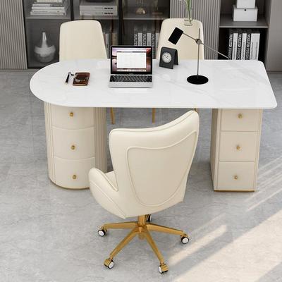 轻奢简约岩板医美口腔面诊桌美容院咨询桌奶油风现代设计师办公椅