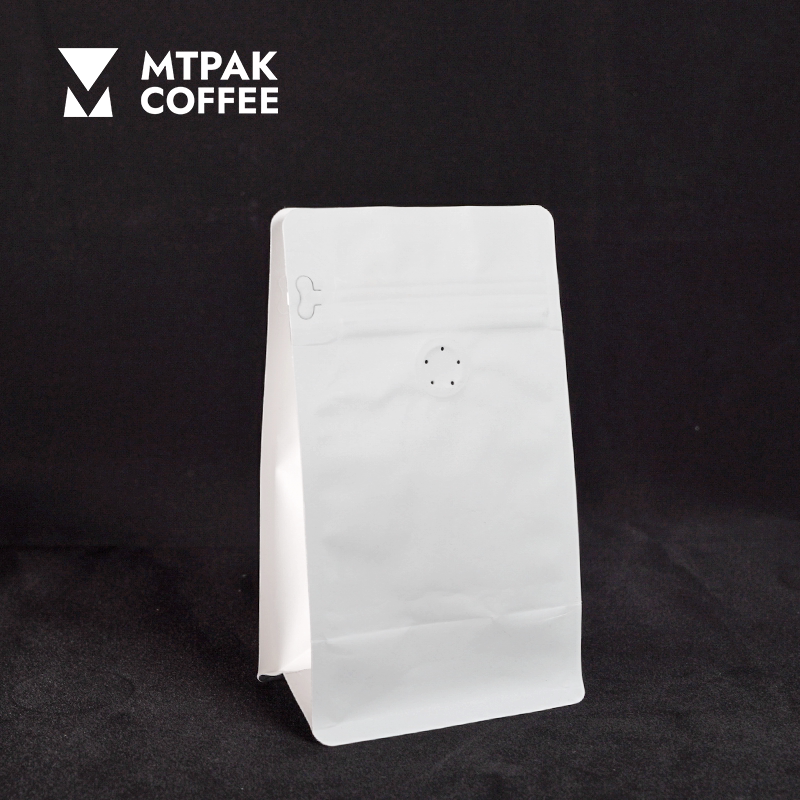 咖啡豆包装袋单向排气透气阀方底袋咖啡粉包装袋半磅白牛皮纸袋