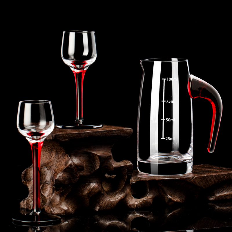 红杆手工水晶玻璃白酒杯套装